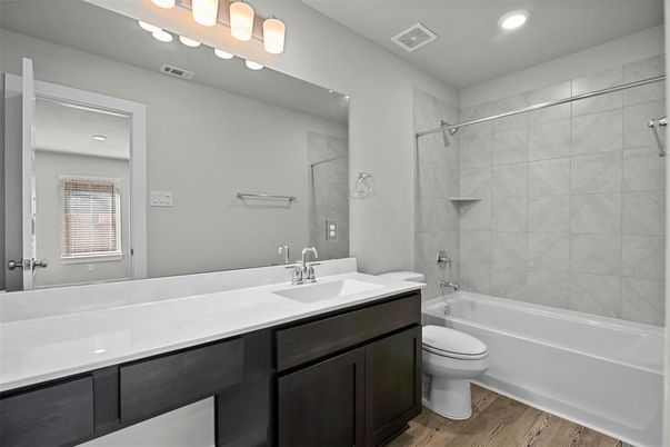 Bathroom, Interior, Recessed Lighting, Wood Texture Flooring