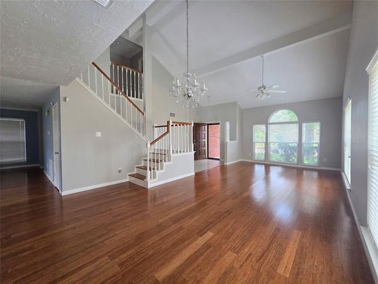 Chandelier, Empty room, Interior, Wood Texture Flooring