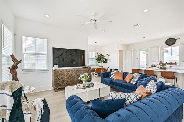 Dining room, Interior, Kitchen, Living room, Pendant Lights, Recessed Lighting, Wood Texture Flooring