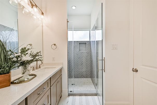 Bathroom, Glass Shower, Interior, Recessed Lighting