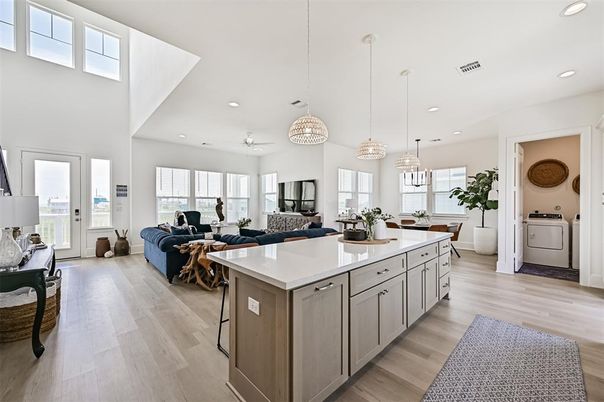 Dining room, Interior, Kitchen, Living room, Pendant Lights, Recessed Lighting, Wood Texture Flooring