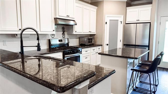 Interior, Kitchen, Stainless Steel Appliances, Wood Texture Flooring