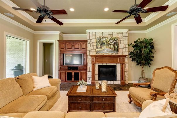 Fireplace, Interior, Living room, Recessed Lighting