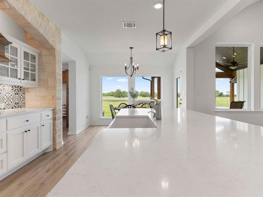 Chandelier, Interior, Kitchen, Pendant Lights, Recessed Lighting, Wood Texture Flooring