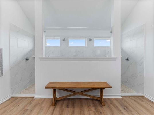 Bathroom, Interior, Marble Walls, Wood Texture Flooring