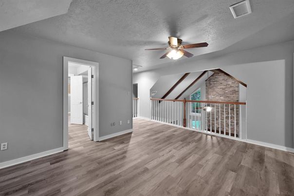 Empty room, Interior, Stone Walls, Wood Texture Flooring