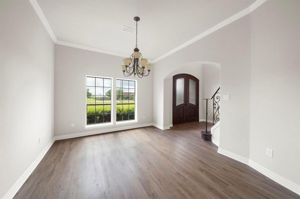 Chandelier, Empty room, Interior, Wood Texture Flooring