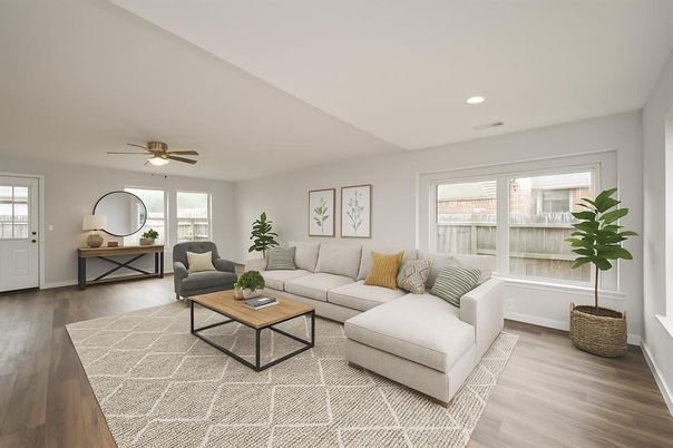 Interior, Living room, Recessed Lighting, Wood Texture Flooring
