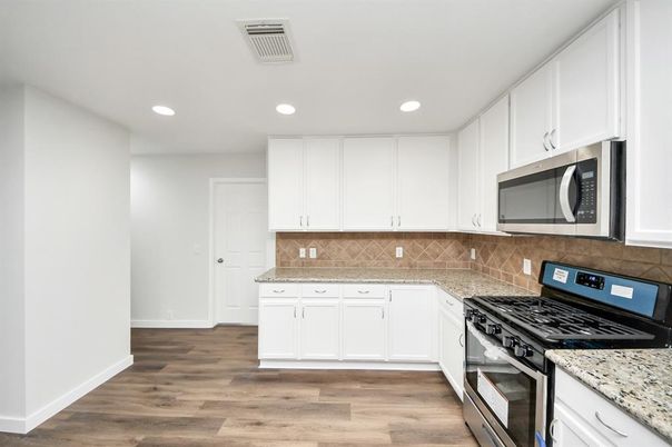 Interior, Kitchen, Recessed Lighting, Wood Texture Flooring