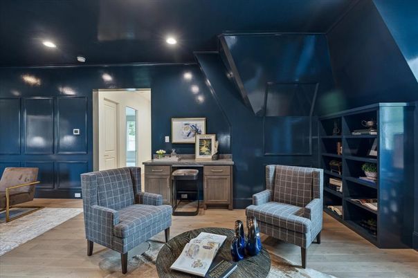 Home Office, Interior, Recessed Lighting, Wood Texture Flooring