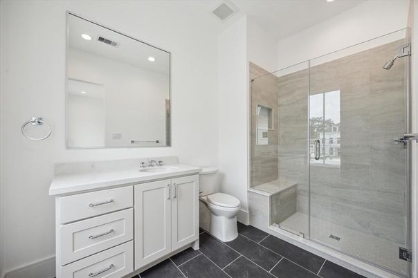 Bathroom, Glass Shower, Interior, Recessed Lighting