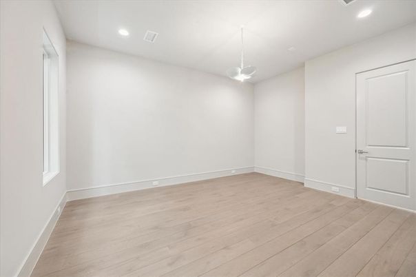 Empty room, Interior, Pendant Lights, Recessed Lighting, Wood Texture Flooring