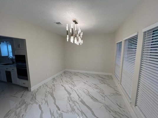 Empty room, Interior, Kitchen, Marble, Pendant Lights