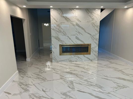 Fireplace, Interior, Marble, Marble Walls, Recessed Lighting