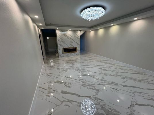 Chandelier, Fireplace, Interior, Marble, Marble Walls, Recessed Lighting