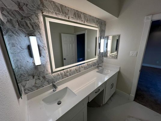 Bathroom, Dual Sink Vanities, Interior, Marble Walls