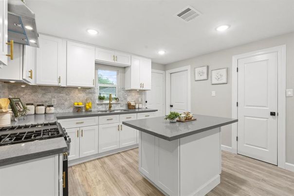 Interior, Kitchen, Recessed Lighting, Wood Texture Flooring