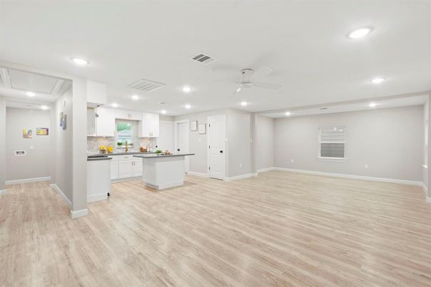 Interior, Kitchen, Recessed Lighting, Wood Texture Flooring