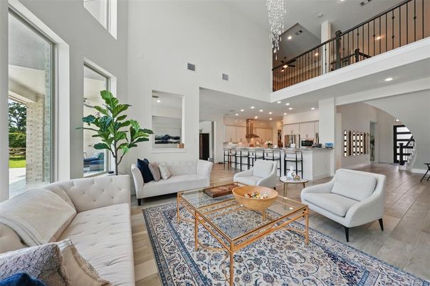 Interior, Kitchen, Living room, Pendant Lights, Recessed Lighting, Wood Texture Flooring