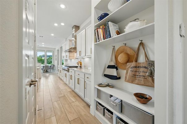 Interior, Kitchen, Recessed Lighting, Wood Texture Flooring
