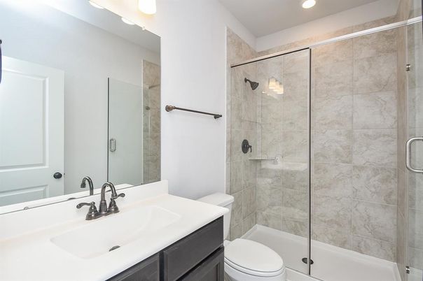 Bathroom, Glass Shower, Interior, Recessed Lighting