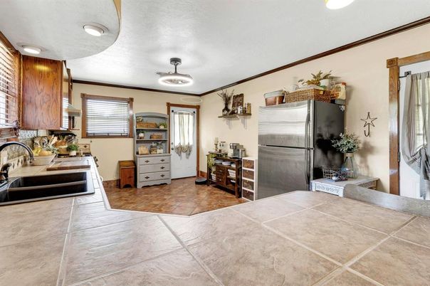 Interior, Kitchen, Recessed Lighting, Tile Countertops
