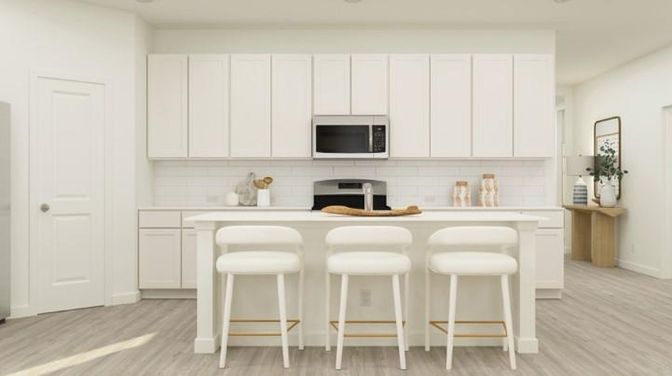 Interior, Kitchen, Recessed Lighting, Wood Texture Flooring