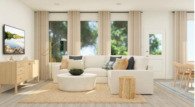 Interior, Living room, Recessed Lighting, Wood Texture Flooring
