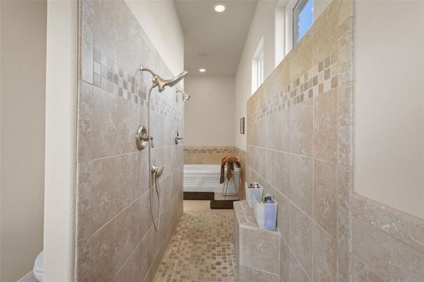 Fireplace, Interior, Living room, Recessed Lighting, Stone Walls