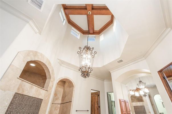 Chandelier, Interior, Wooden Beams