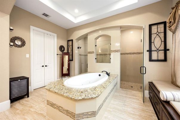 Bathroom, Glass Shower, Interior, Recessed Lighting