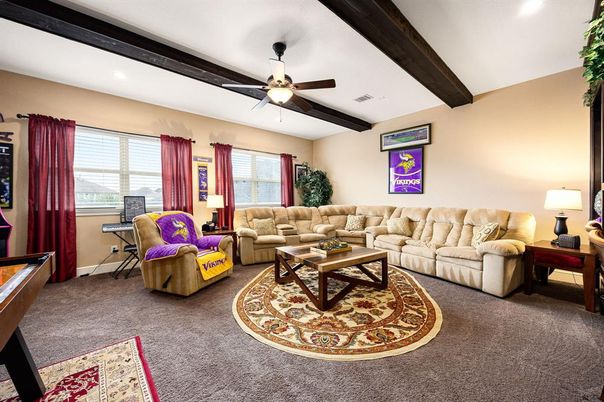 Interior, Living room, Recessed Lighting, Wooden Beams
