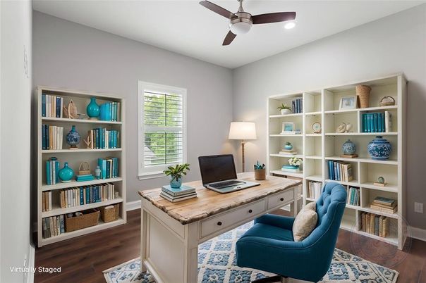 Home Office, Interior, Recessed Lighting, Wood Texture Flooring