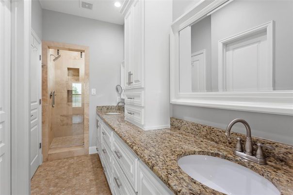 Bathroom, Dual Sink Vanities, Glass Shower, Interior, Recessed Lighting