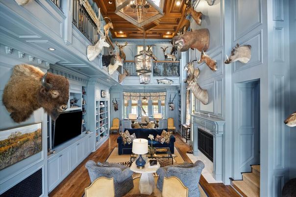 Chandelier, Fireplace, Interior, Living room, Recessed Lighting, Wooden Beams, Wood Texture Flooring