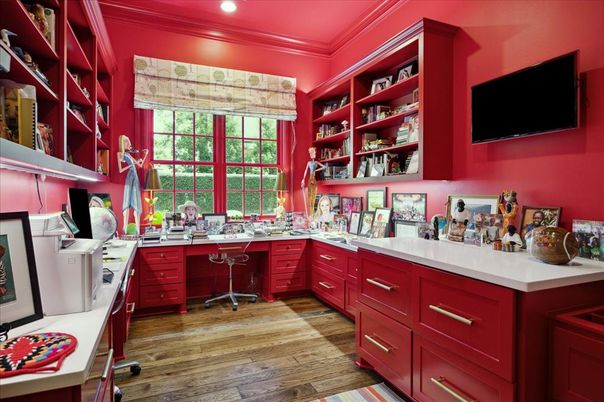 Home Office, Interior, Recessed Lighting, Wood Texture Flooring