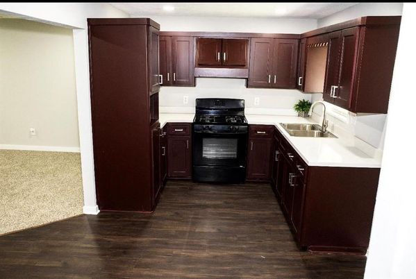 Interior, Kitchen, Recessed Lighting, Wood Texture Flooring