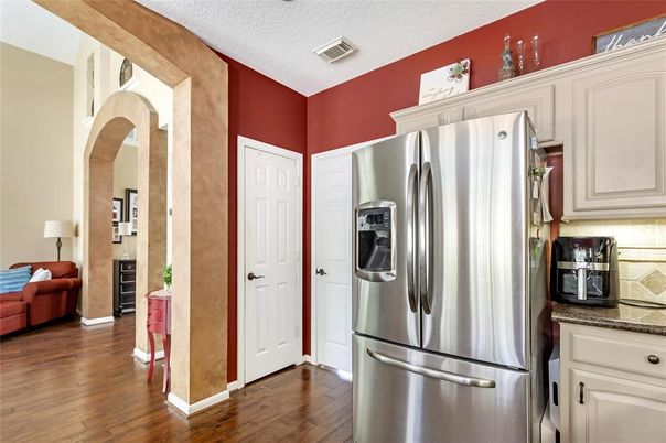 Interior, Kitchen, Stainless Steel Appliances, Wood Texture Flooring
