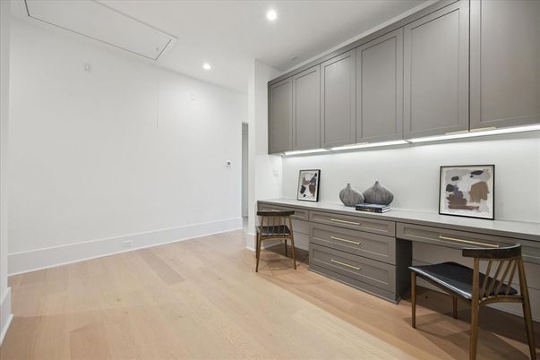 Home Office, Interior, Recessed Lighting, Wood Texture Flooring