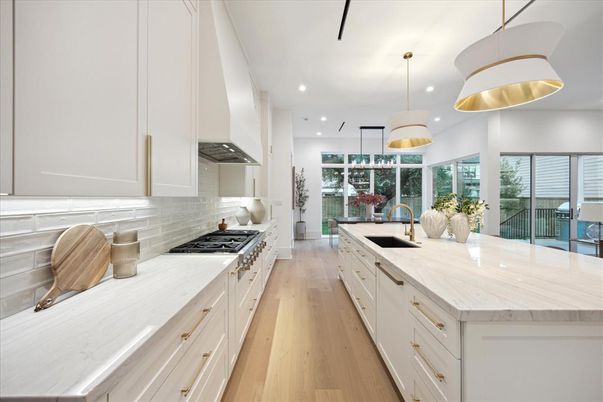 Interior, Kitchen, Pendant Lights, Recessed Lighting, Wood Texture Flooring