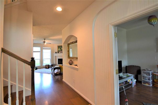 Fireplace, Interior, Recessed Lighting, Wood Texture Flooring
