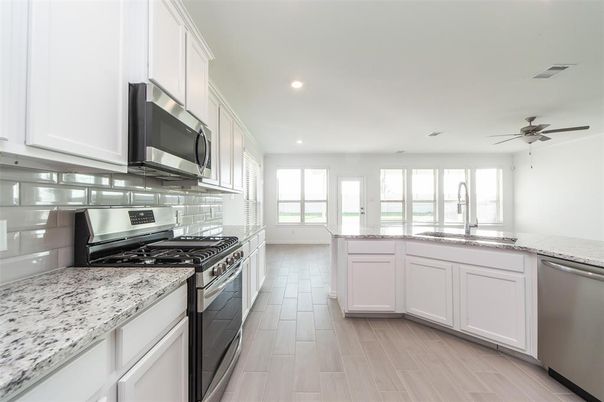 Interior, Kitchen, Recessed Lighting, Wood Texture Flooring