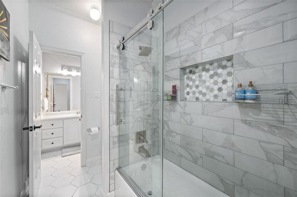Bathroom, Glass Shower, Interior, Marble Walls