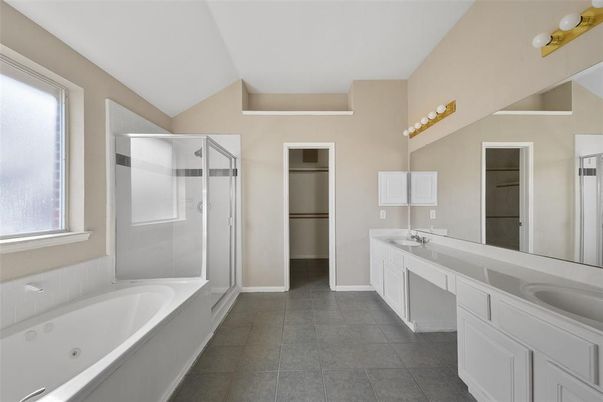 Bathroom, Dual Sink Vanities, Glass Shower, Interior