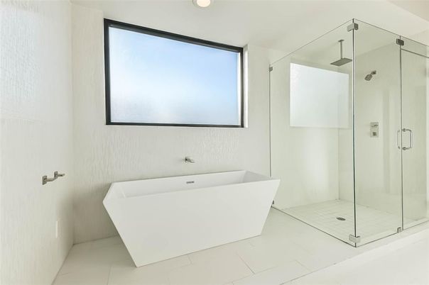 Bathroom, Glass Shower, Interior, Recessed Lighting