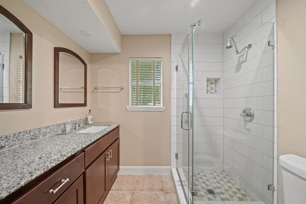 Bathroom, Dual Sink Vanities, Glass Shower, Interior