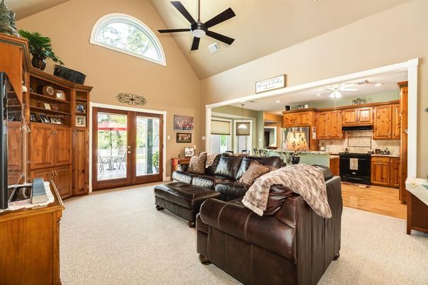 Interior, Kitchen, Living room, Recessed Lighting, Wood Texture Flooring