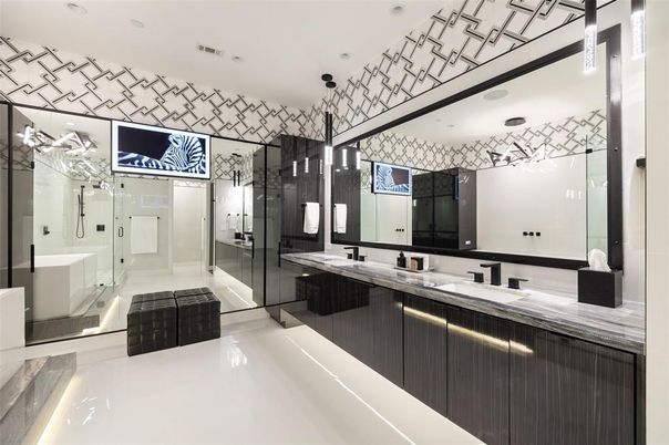 Bathroom, Glass Shower, Interior, Recessed Lighting