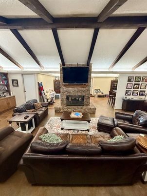 Fireplace, Interior, Living room, Stone Walls, Wooden Beams