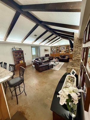 Interior, Living room, Stone Walls, Wooden Beams